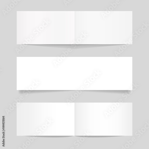 Blank white sheets of paper with shadows, realistic mockup