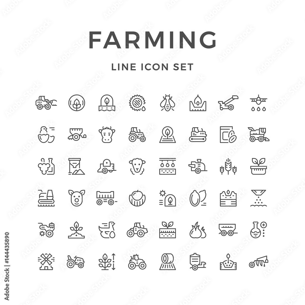 Set line icons of farming and agriculture