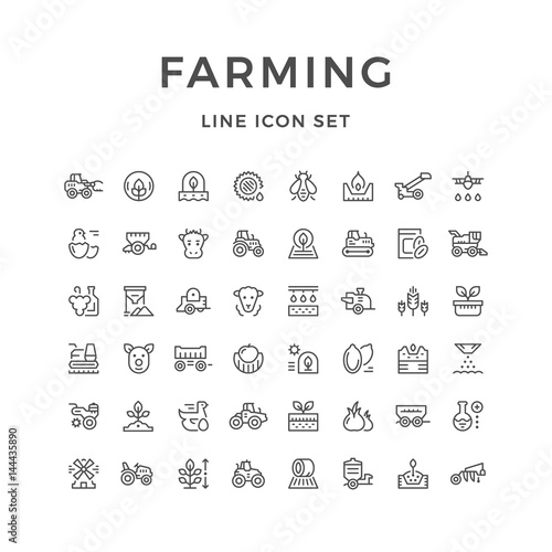 Set line icons of farming and agriculture