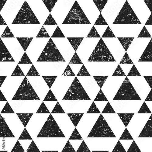 Black geometric triangle background. Abstract seamless pattern grunge textured.