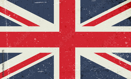 Grunge vector image of the British flag. Abstract grungy Great Britain background. Union Jack flag. United Kingdom aged background