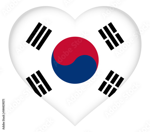 Illustration of the flag of South Korea shaped like a heart.