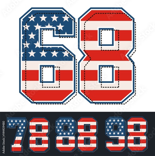 set number america flag national, vector images texture are straight, 