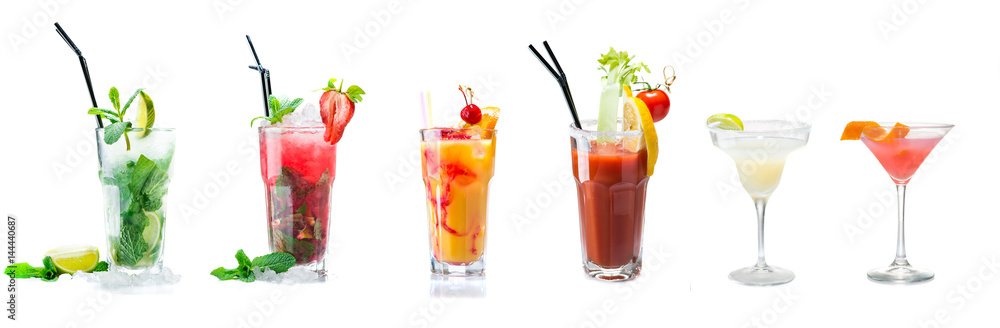 Set of cocktails isolated