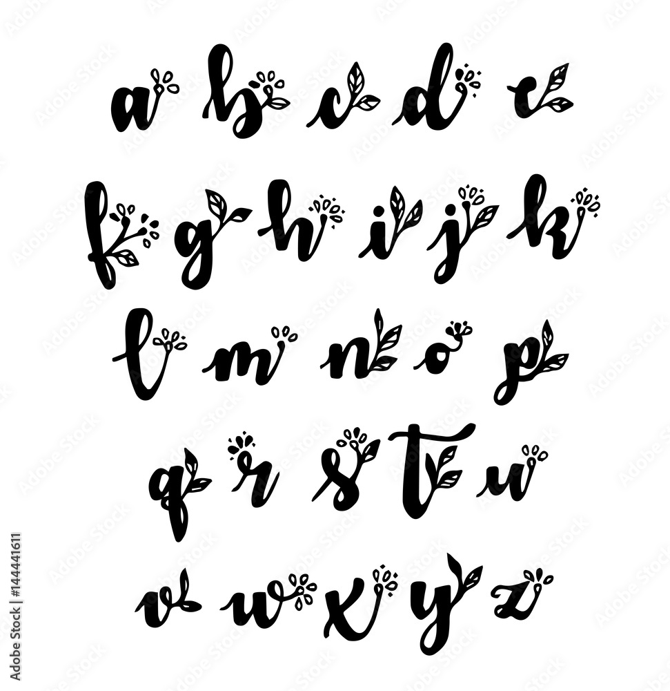Vector of hand draw alphabet with nature concept