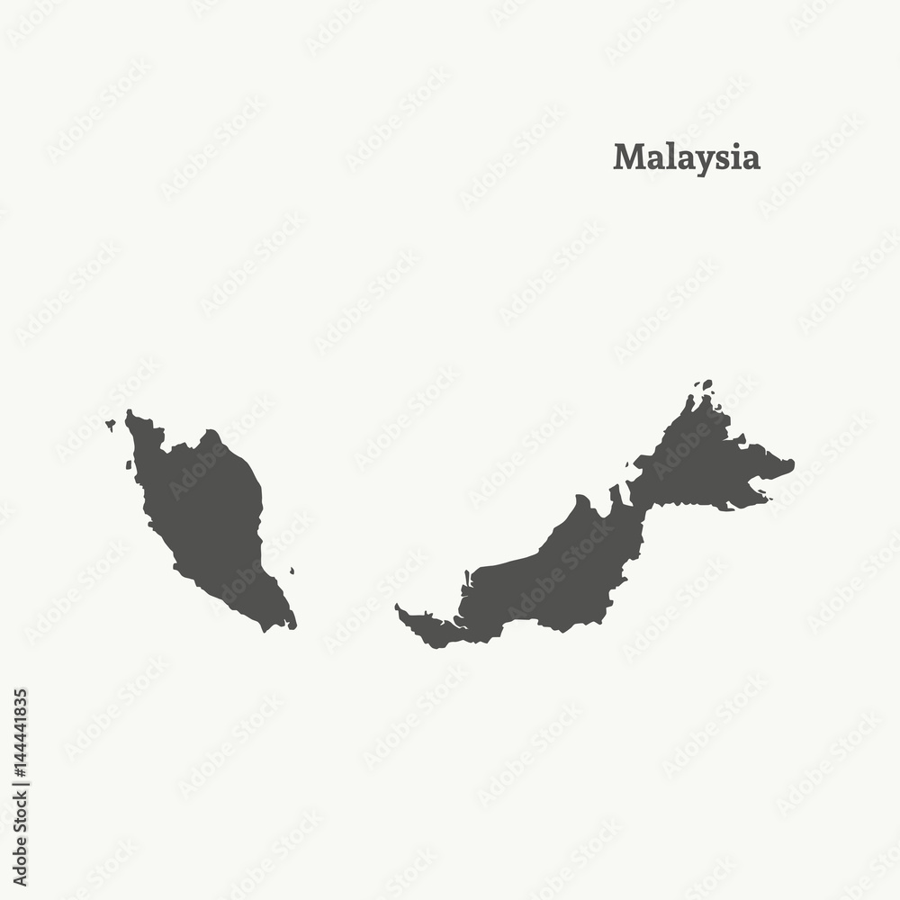 Outline map of Malaysia. vector illustration.