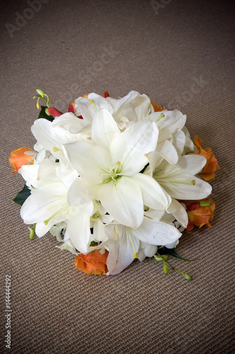 Fototapeta Naklejka Na Ścianę i Meble -  White Lily Bridal Flower Wedding Bouquet
