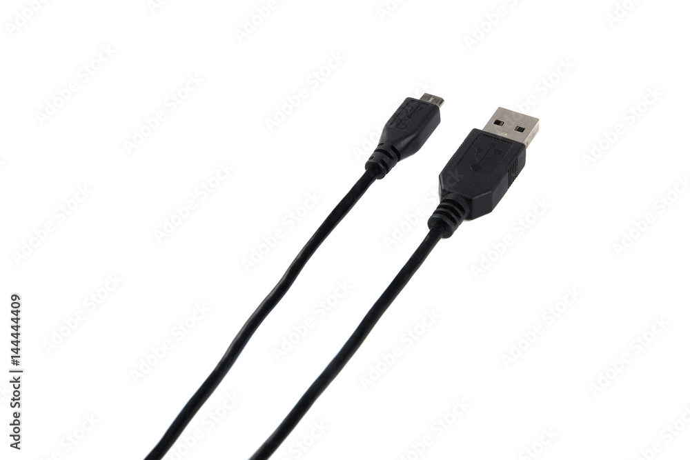 USB cable normal and micro isolated on white USB cable normal and micro isolated on white