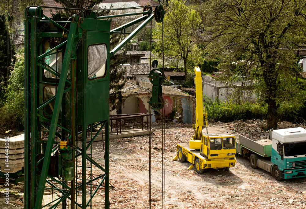heavy machine on construction site. heavy machine on construction site.