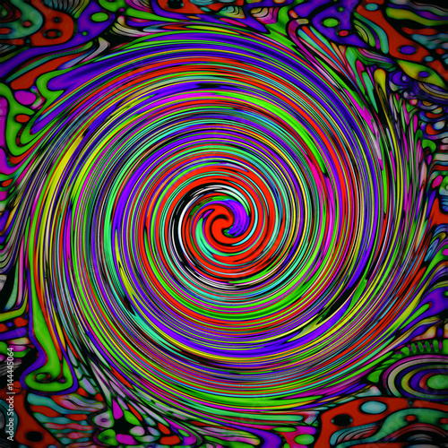 A square background with a chaotic pattern and spiral lines