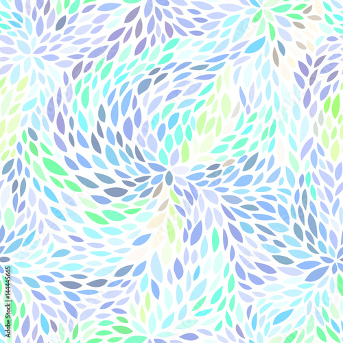 Abstract seamless pattern. Floral background in blue color tones. Vector illustration with leaves can be used for fashion textile, wrapping paper, wallpaper, fabric prints.