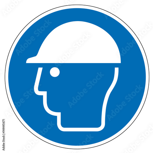 Gebotsschild M014 Kopfschutz benutzen, vektor illustration