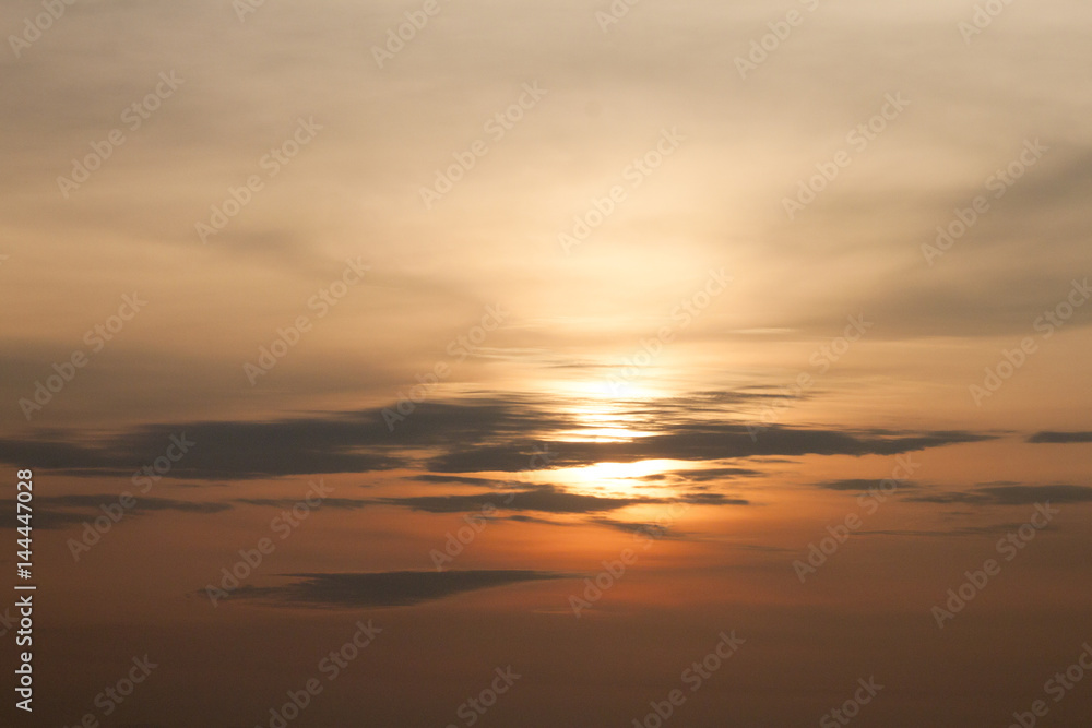 Environment for sunset with dark cloud and sky gold color.