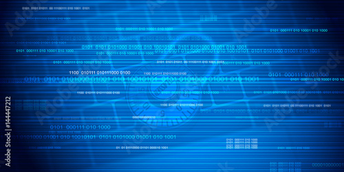 Digital Security blue Background concept with padlock on keyboard