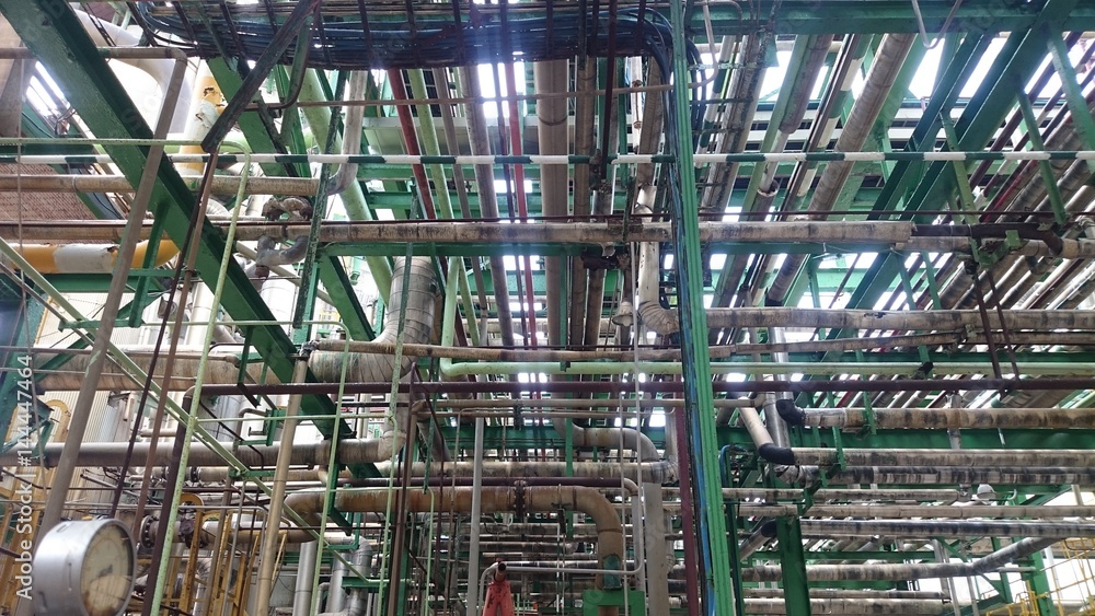 background of pipe installation with a variety of colors