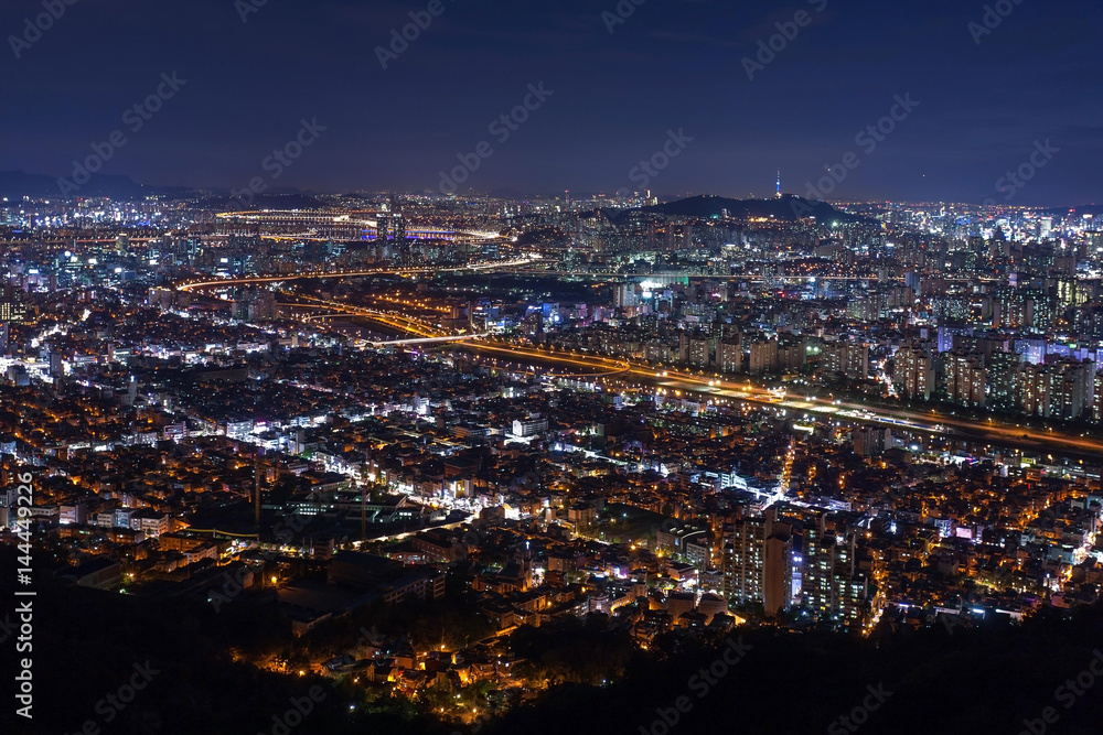 Seoul Cityscape, seoul at night, skyline and skyscraper, South Korea.