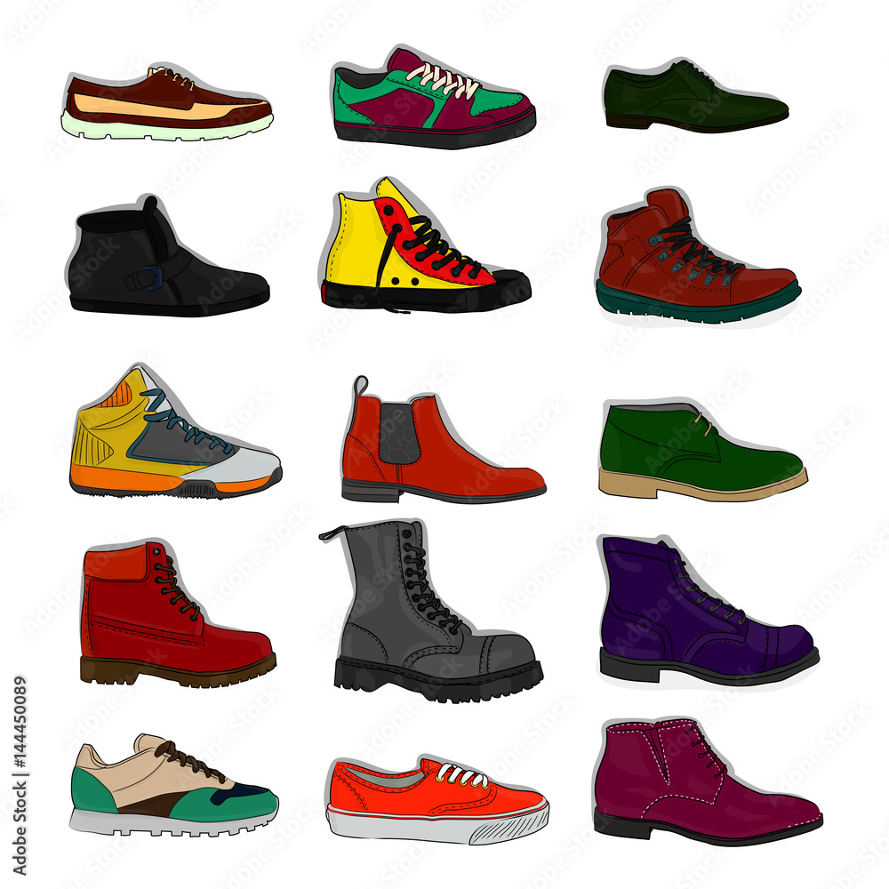 Set of sports and classic shoes eps 10 illustration Set of sports and classic shoes eps 10 illustration