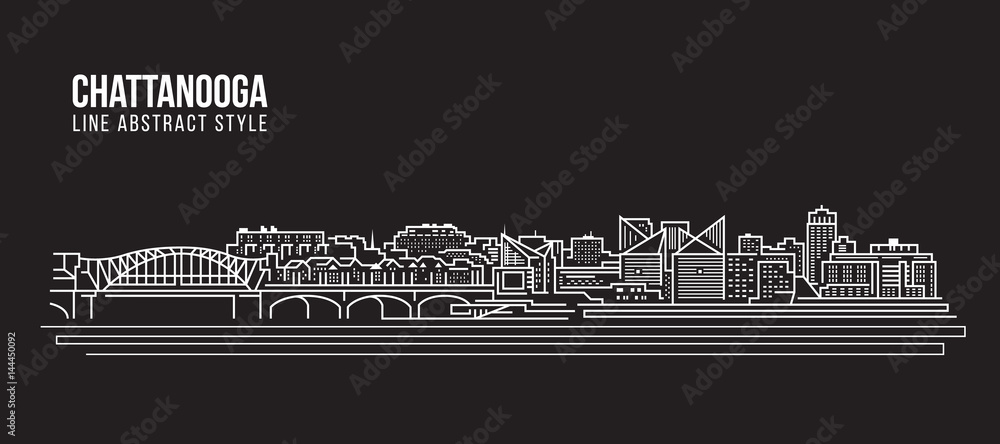 Fototapeta Cityscape Building Line art Vector Illustration design - Chattanooga city