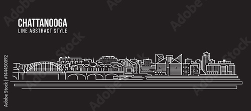 Fototapeta Cityscape Building Line art Vector Illustration design - Chattanooga city