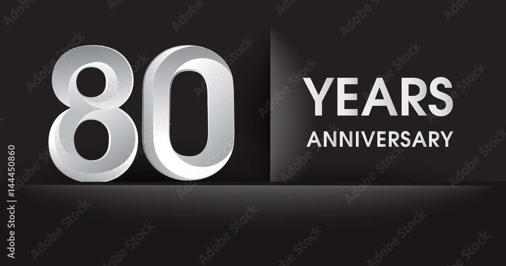 eighty years Anniversary celebration logo, flat design isolated on black background, vector elements for banner, invitation card for celebrating 80th birthday party eighty years Anniversary celebration logo, flat design isolated on black background, vector elements for banner, invitation card for celebrating 80th birthday party
