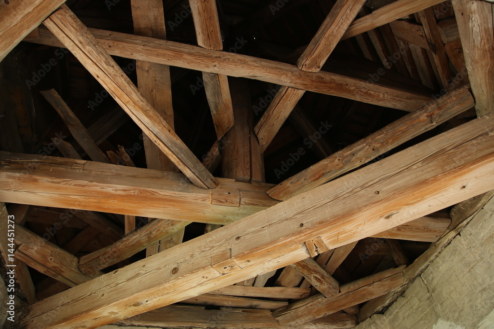 Wooden dome of beams