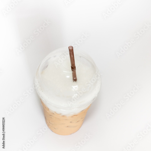 Ice coffee won white background