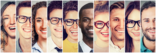 Group of multicultural people men and women smiling