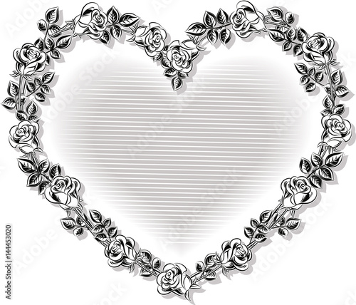 heart-shaped wreath made up some roses.