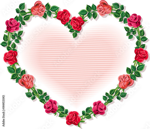 heart-shaped wreath made up some roses.