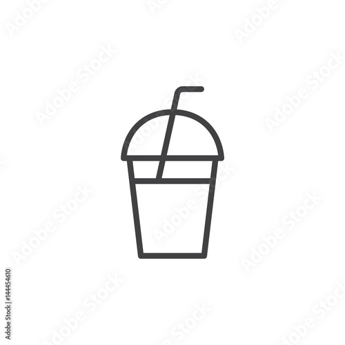 Milkshake takeaway cup line icon, outline vector sign, linear style pictogram isolated on white. Symbol, logo illustration. Editable stroke. Pixel perfect