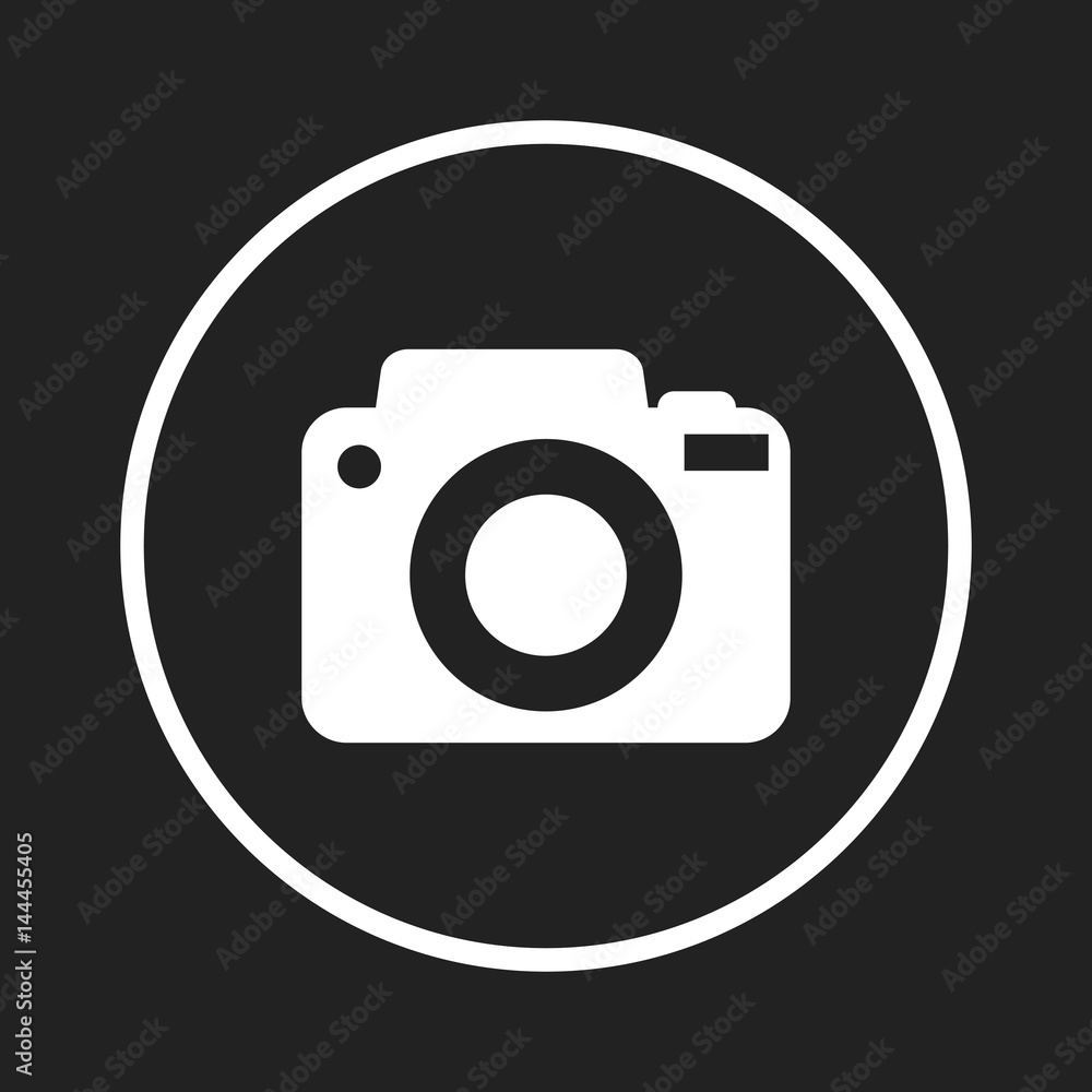 Camera icon logo on black background. Flat vector illustration. Camera icon logo on black background. Flat vector illustration.