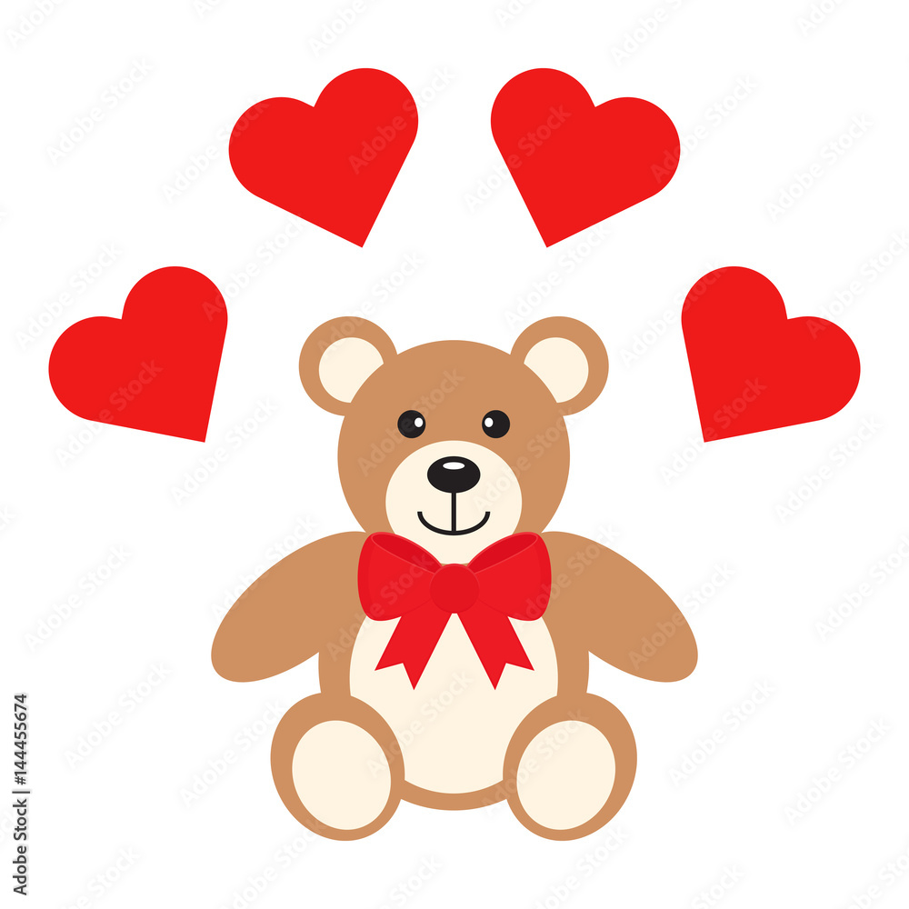 Flat icon teddy bear with hearts. Vector illustration. Flat icon teddy bear with hearts. Vector illustration.