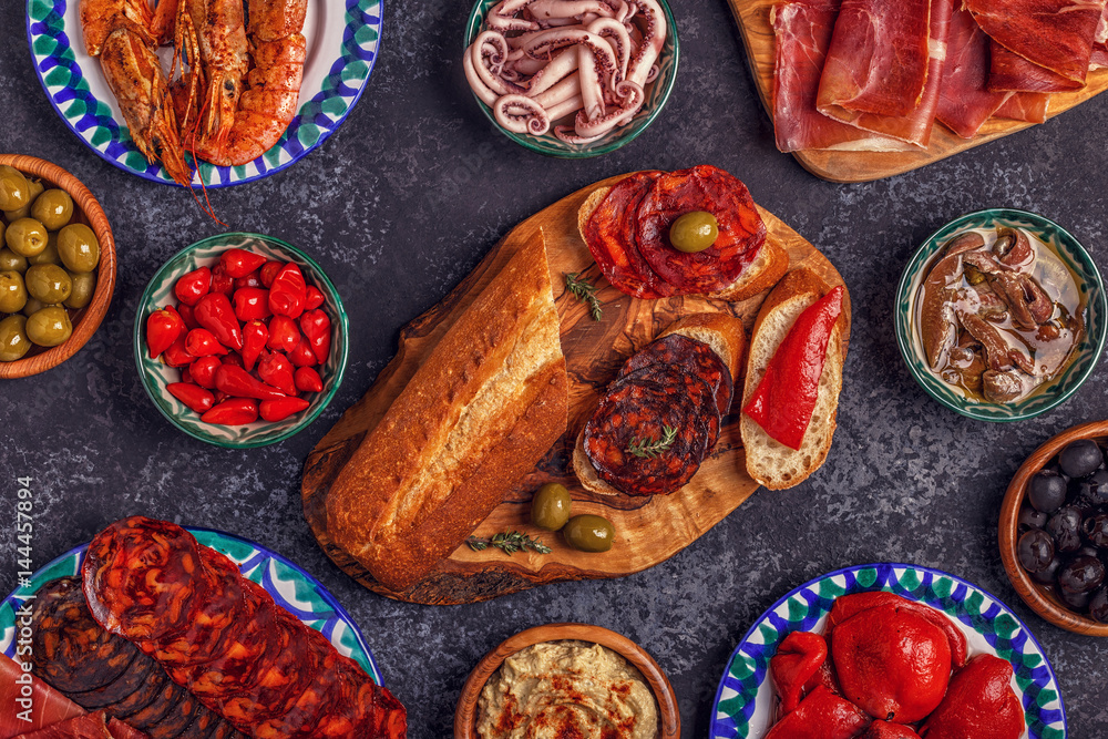 Typical Spanish concept of tapas. Stock Photo | Adobe Stock