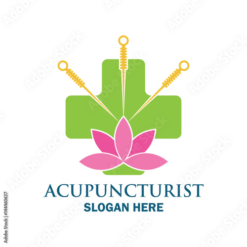 acupuncture therapy logo with text space for your slogan / tagline, vector illustration