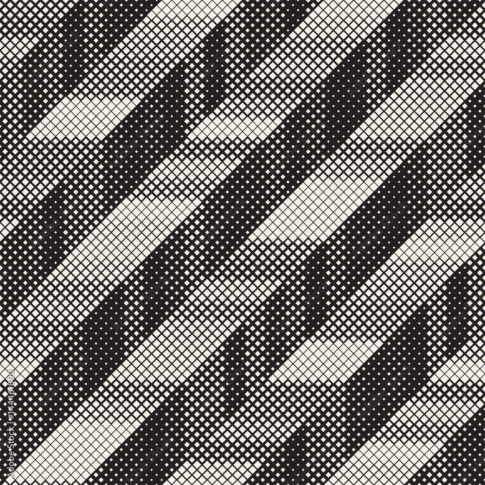 Obraz Seamless Irregular Geometric Pattern. Abstract Black and White Halftone Background. Vector Chaotic Rectangles Zigzag Texture
