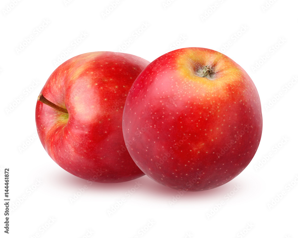 two red Apple isolated on white background