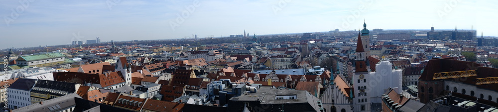 aerial views of Munich from the clock tower of the Town Hall in the Marienplatz
