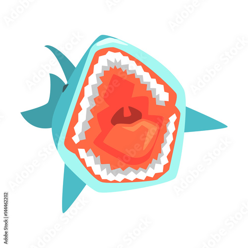 Great White Shark Marine Fish Living In Warm Sea Waters Cartoon Character Vector Illustrations