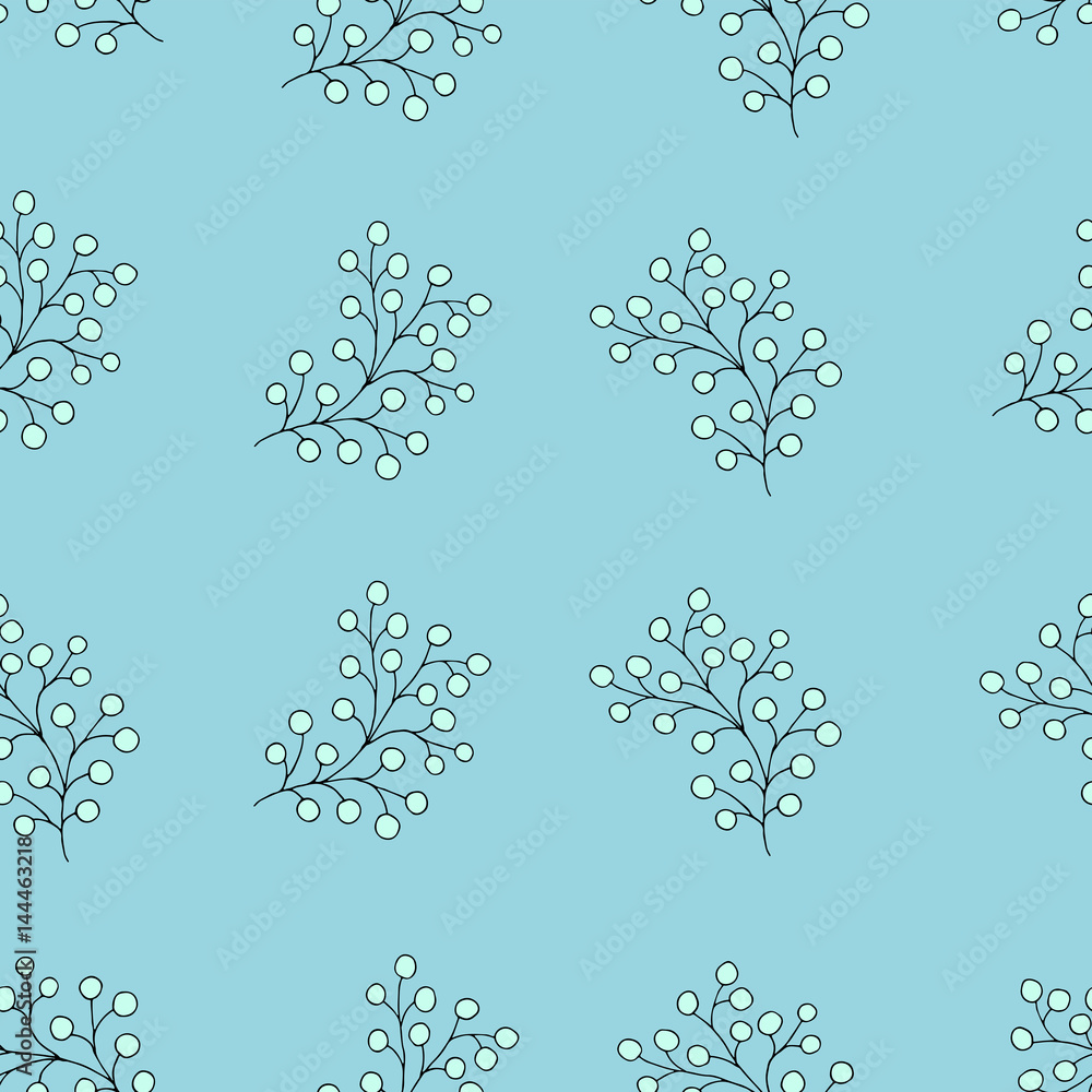 Floral seamless pattern with branches and berries. Floral seamless pattern with branches and berries.