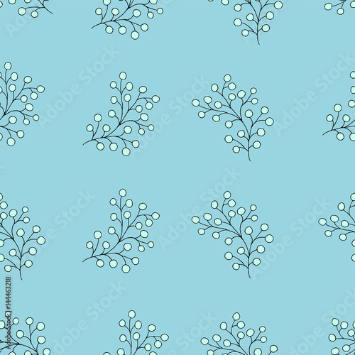 Floral seamless pattern with branches and berries.