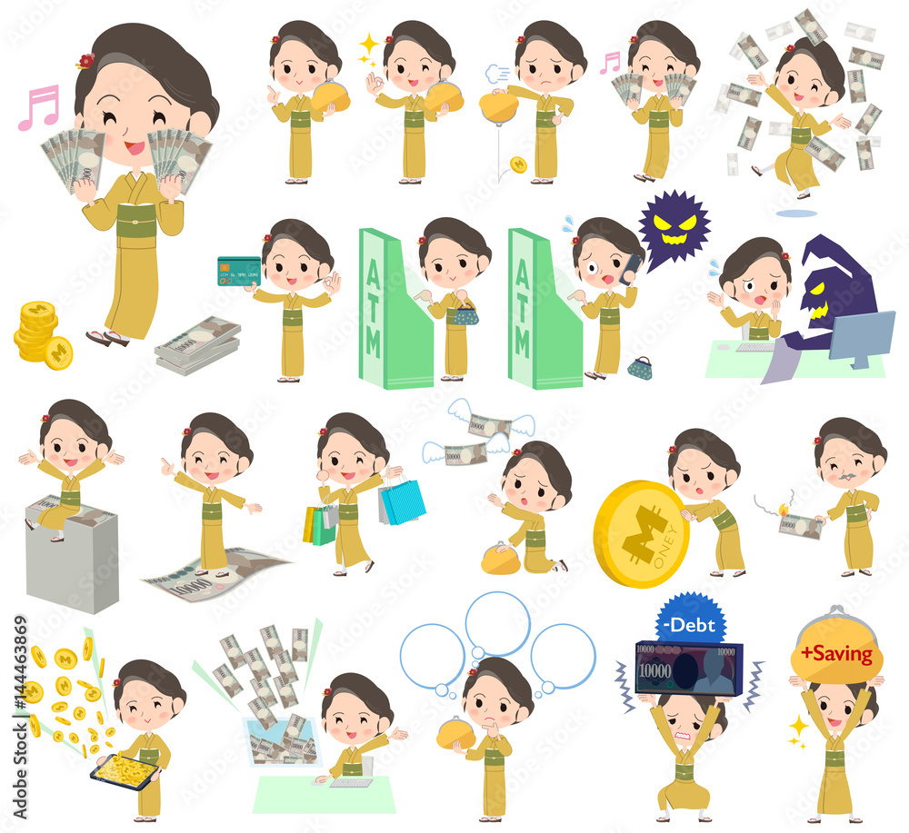 kimono Yellow ocher woman money kimono Yellow ocher woman money