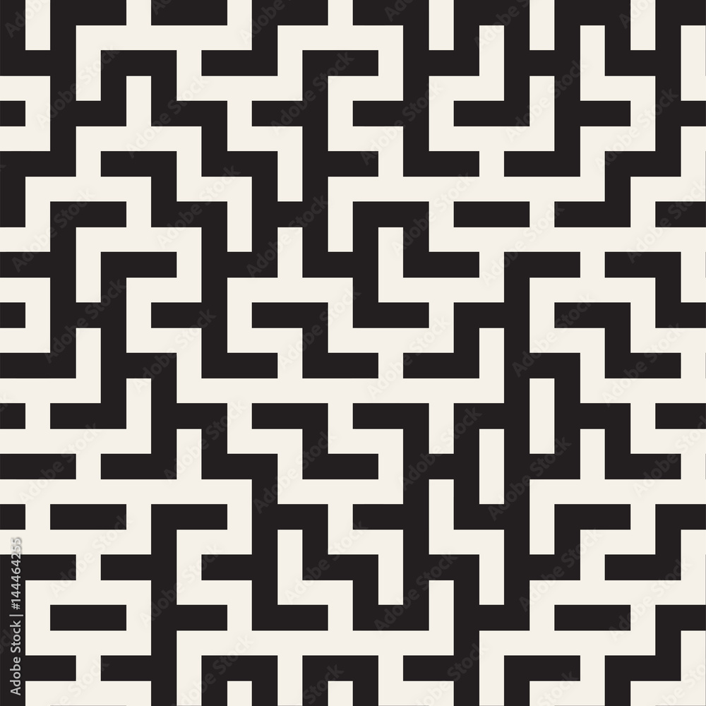 Irregular Maze Shapes Tiling Contemporary Graphic Design. Vector Seamless Black and White Pattern Irregular Maze Shapes Tiling Contemporary Graphic Design. Vector Seamless Black and White Pattern