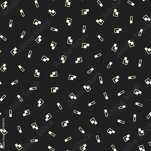 Seamless primitive jumble minimalism patterns. Randomly scattered geometric shapes. Abstract retro backgroun