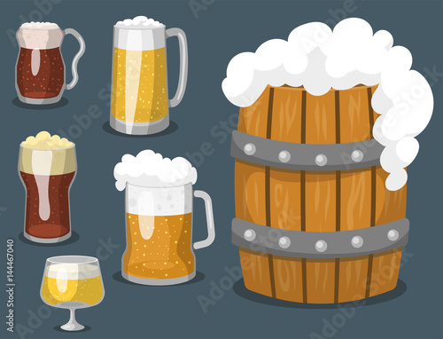 Alcohol beer vector illustration refreshment brewery and party dark beverage mug frosty craft drink.