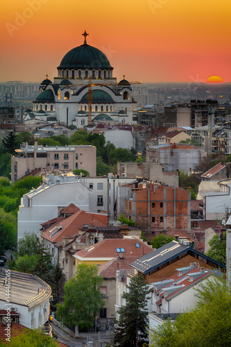 Belgrade panorama with temple of Saint Sava photo