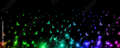 Silhouettes of iridescent butterflies rising to the heavens with the mystical colors, background