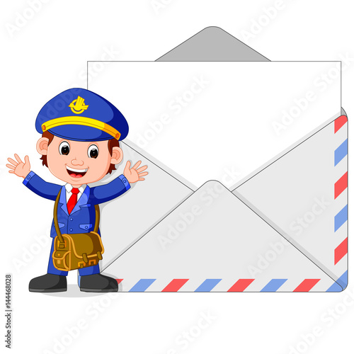 postman cartoon with big letter