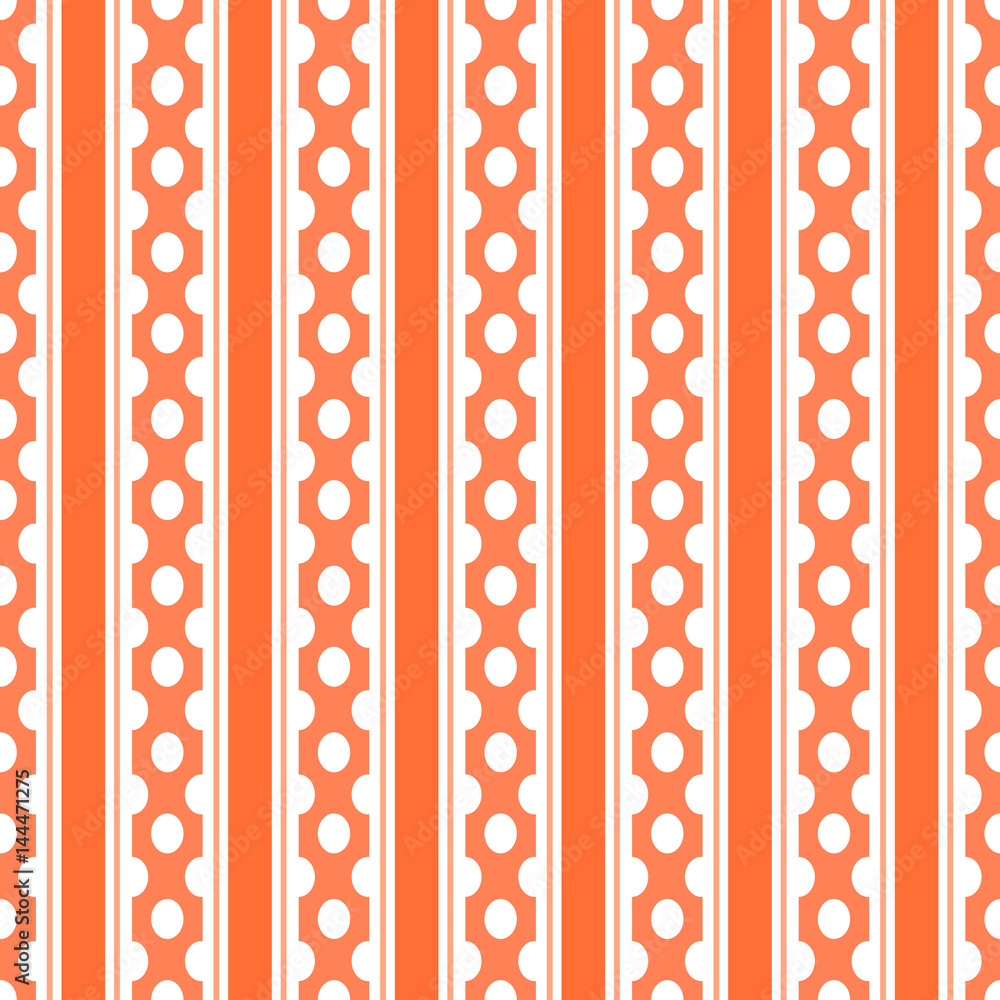 Abstract vector seamless pattern with vertical stripes and dotes. 