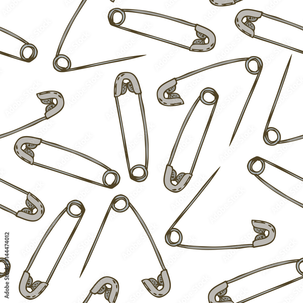Seamless Pattern with Safety Pins Seamless Pattern with Safety Pins