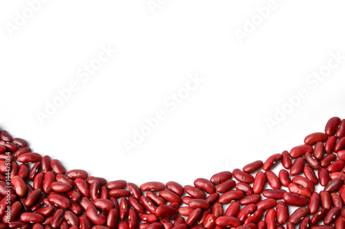 fresh red beans with copy space isolate on white background.